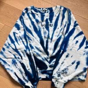 Sandro Blue & White Tie-Dye Sweatshirt
